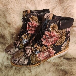 Shellys London Erin Brocade Black Suede Embroidered Boots